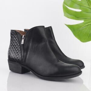 Lucky Brand Womens Brenon Boots Size 8 Black Leather Quilted Block Heel Booties